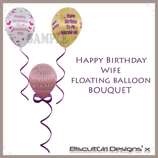 Happy Birthday WIFE Floating Balloon Bouquet
