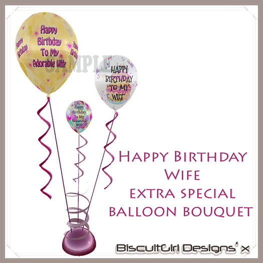 Happy Birthday WIFE Floating Balloon Bouquet
