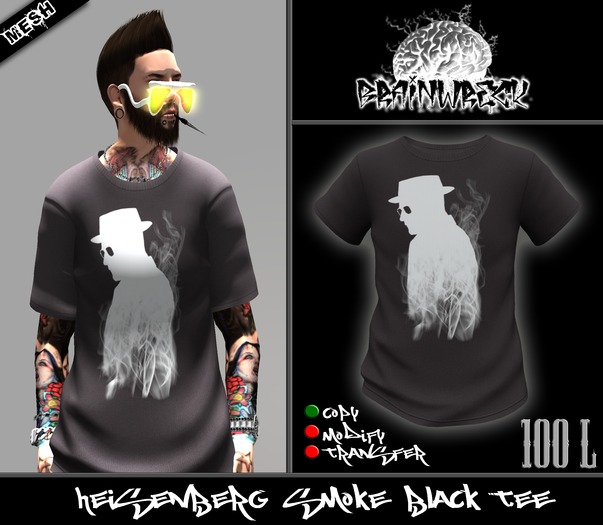 .::::Brain Wreck:::.  Heisenberg Smoke Black Tee