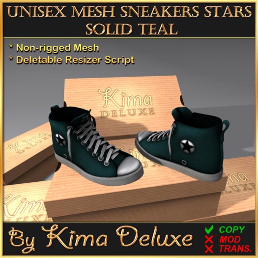 Kima Deluxe Hi Top Sneakers Star Teal (Boxed)