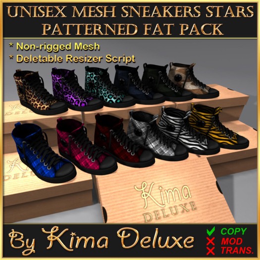 Kima Deluxe Hi Top Sneakers Star Patterned FAT PACK (Boxed)