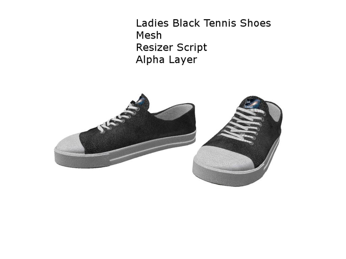 Second Life Marketplace Ladies Black Tennis Shoes