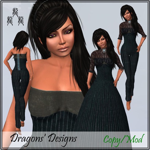 Black Pinstriped Gown