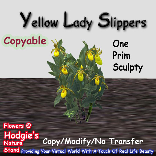 Hodgie's Flowers & Plants  --  Yellow Lady Slipper (One Prim Plant)(One Prim Sculpty)(COPYABLE)