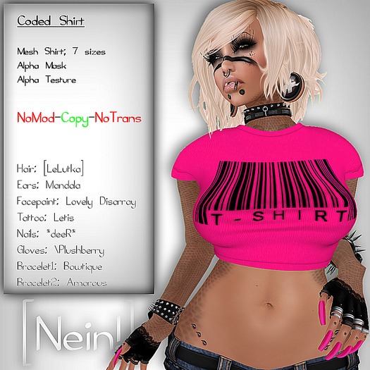 [Nein!] Coded Shirt F - Pink (wear me)