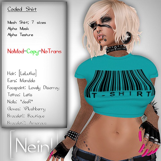 [Nein!] Coded Shirt F - Aqua (wear me)