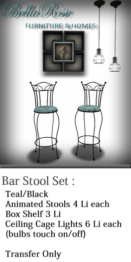 Bellarose Iron BarStool SET Teal