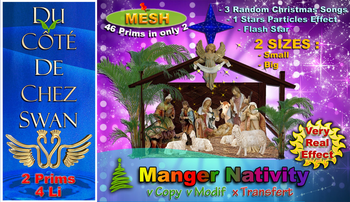 Manger Nativity 2D (Mesh 2 Prims = 4 L.i.)