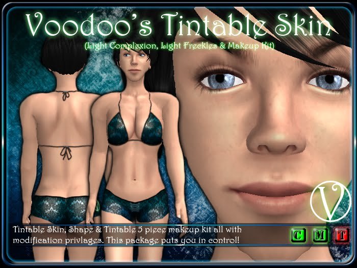 Voodoo's Tintable Skin (Female - Light Complexion - Light Freckles) plus Tintable Makeup Kit