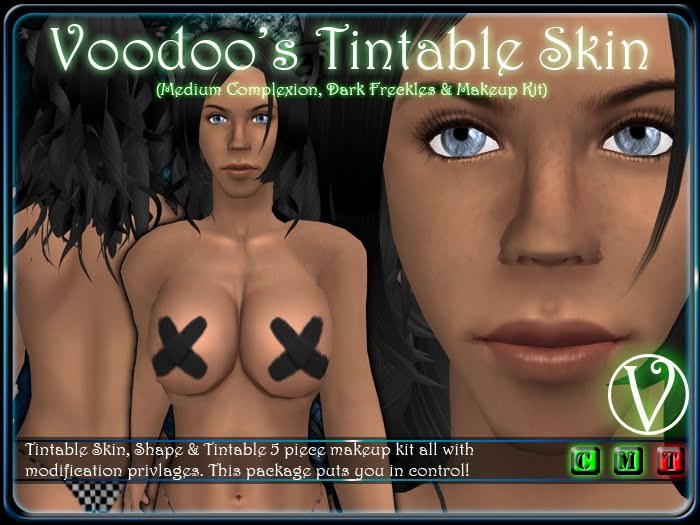 Voodoo's Tintable Skin (Female - Medium Complexion - Dark Freckles) plus Tintable Makeup Kit