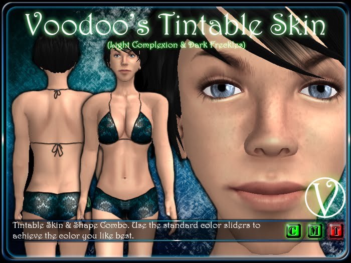 Voodoo's Tintable Skin (Female - Light Complexion - Dark Freckles) Plus Make-up Kit