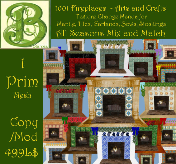 1001 Fireplaces - Arts & Crafts Fireplace with Menu C/M - 1 Prim Each