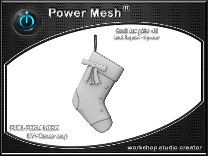 - { POWER MESH } - Full Perm Sock for gifts -01