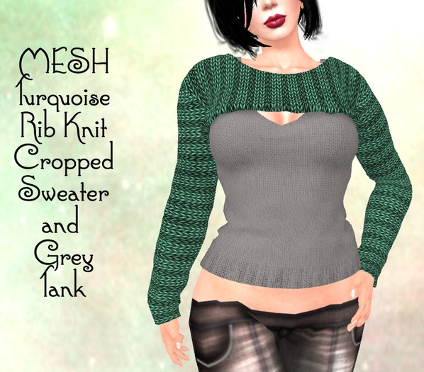 MESH Turquoise Sweater/Grey Tank set