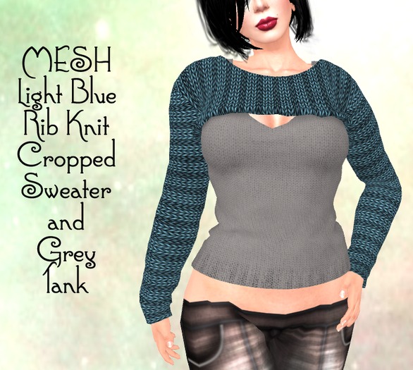MESH Light Blue Sweater/Grey Tank set