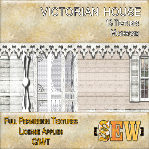 [SEW] Full Perm Textures - Victorian House - Mushroom
