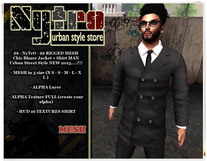 $$ - NyTrO - $$ RIGGED MESH Chic Jacket Coat + Shirt BLACK MAN Urban Style NEW 2013....!!!! (Box)