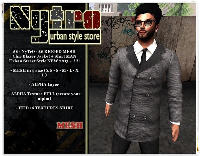 $$ - NyTrO - $$ RIGGED MESH Chic Jacket Coat + Shirt GREY MAN Urban Style NEW 2013....!!!! (Box)