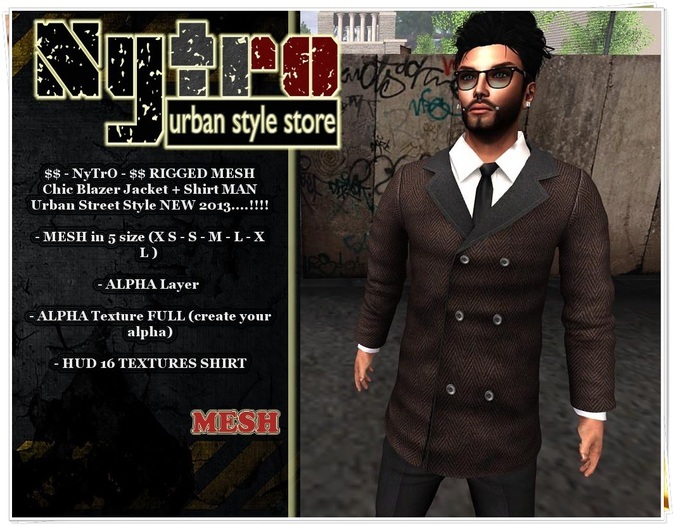 $$ - NyTrO - $$ RIGGED MESH Chic Jacket Coat + Shirt BROWN MAN Urban Style NEW 2013....!!!! (Box)