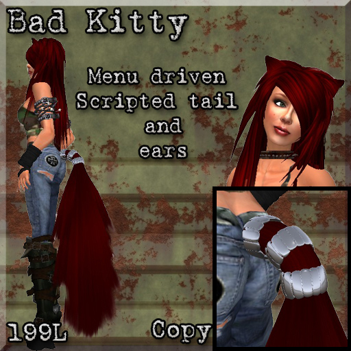 Bad Kitty Fluffy Tail and Ears  Deep Red