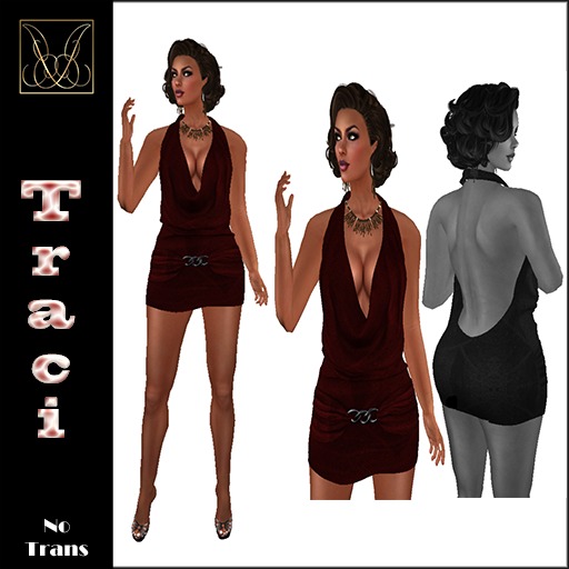 Traci Red Mesh Mini Cowl Dress