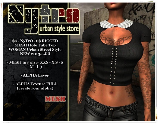$$ - NyTrO - $$ RIGGED MESH Hole Tube Top Shirt BLACK WOMAN Urban Style NEW COLLECTION 2013..!!