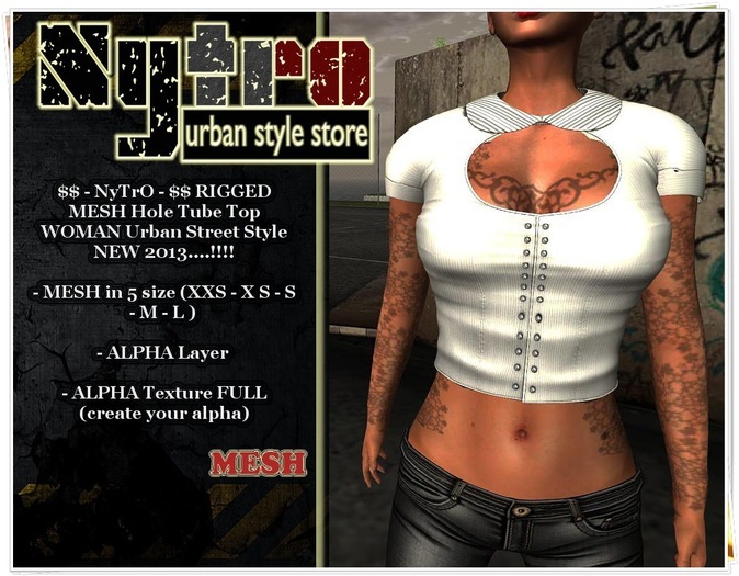 $$ - NyTrO - $$ RIGGED MESH Hole Tube Top Shirt WHITE WOMAN Urban Style NEW COLLECTION 2013..!!
