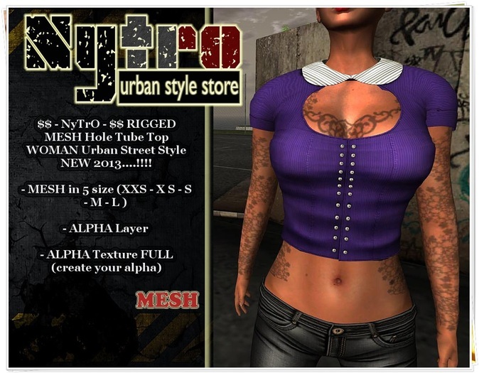 $$ - NyTrO - $$ RIGGED MESH Hole Tube Top Shirt VIOLET WOMAN Urban Style NEW COLLECTION 2013..!!