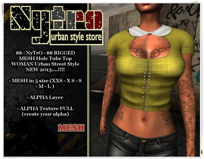 $$ - NyTrO - $$ RIGGED MESH Hole Tube Top Shirt YELLOW WOMAN Urban Style NEW COLLECTION 2013..!!