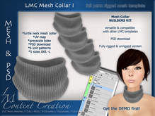 LMC Mesh Templates - Collar I - Fully rigged & unrigged mesh turtle neck collar
