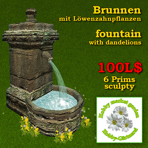 fountain with dandelions