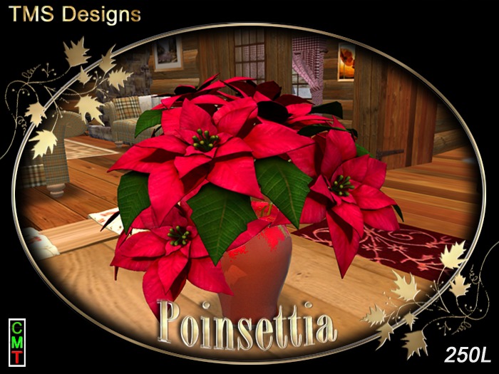 Christmas Poinsettia - Red (With Red Vase)