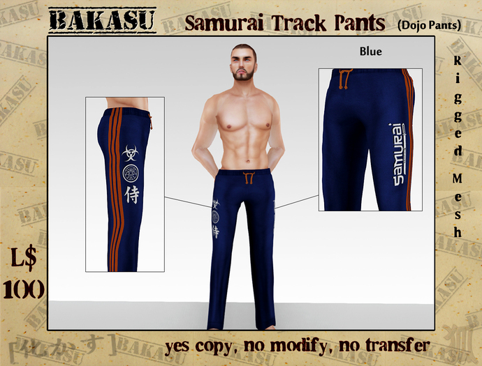 Bakasu - Samurai Track Pants *BLUE*