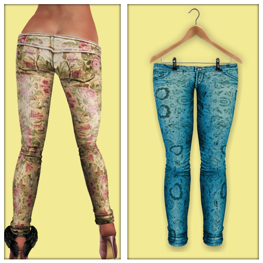 *Fallen* Low Ride Floral Skinny BlueParadise