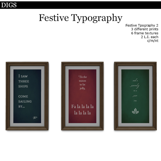 DIGS - Festive Typography - Pack 1 [MESH]