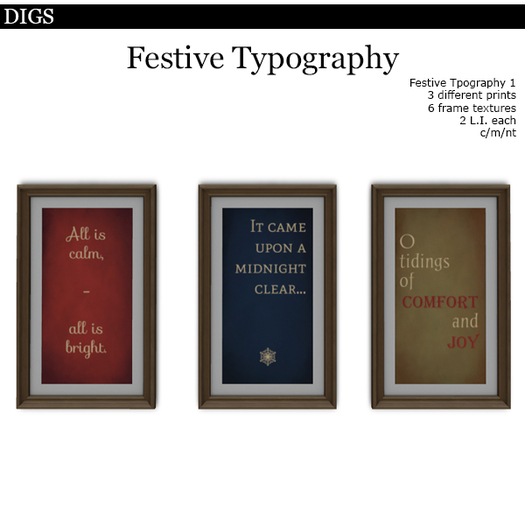DIGS - Festive Typography - Pack 1 [MESH]