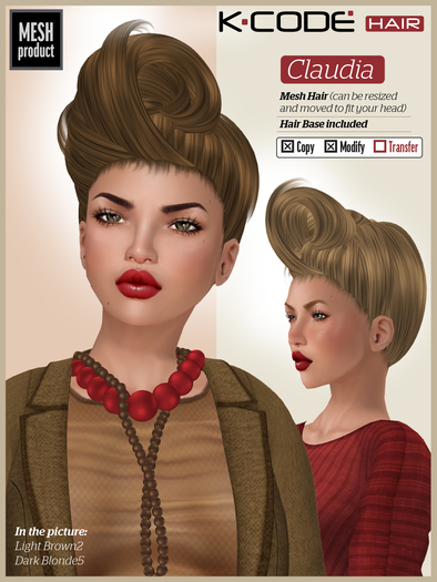 K-CODE CLAUDIA Dark Brown and Black - Mesh Hair