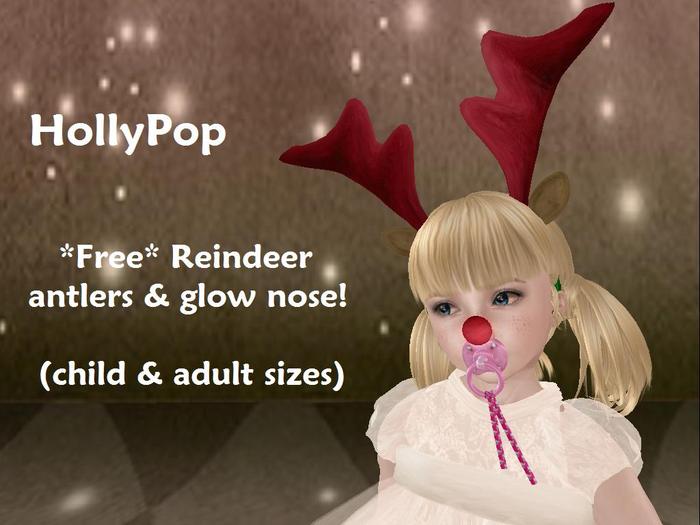 Reindeer Antlers & Glow Nose by HollyPop (wear or add to open)