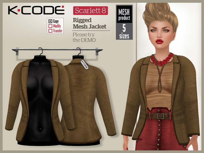 K-CODE SCARLETT 8 - Rigged Mesh Jacket