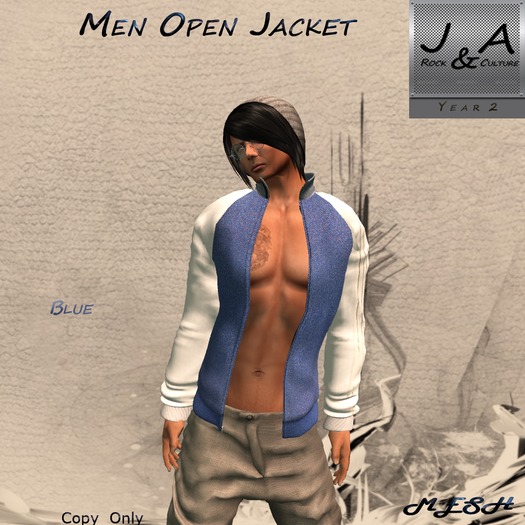 Men Open Jacket Blue