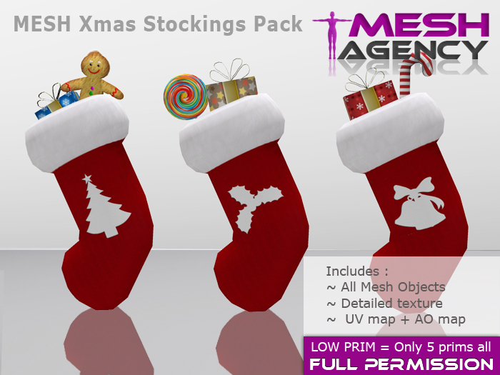 Xmas Stocking Pack - Full Perm - 5 prims