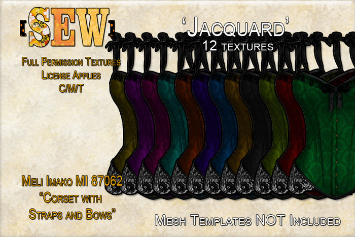 [SEW] Full Perm MI87062 Meli Imako Corset Straps & Bows - Jacquard