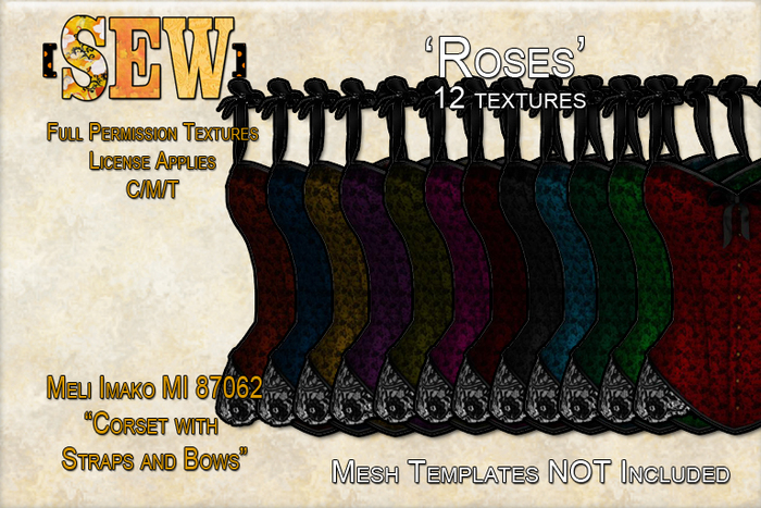 [SEW] Full Perm MI87062 Meli Imako Corset Straps & Bows - Roses