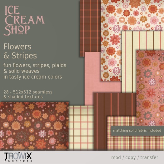 Trowix - Ice Cream Shop - Flowers & Stripes Textures