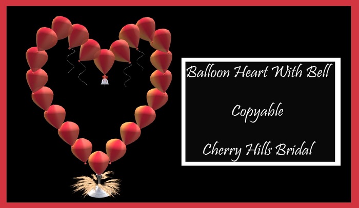 Heart Balloon With Bells & Feathers Fiery Red *CHB*