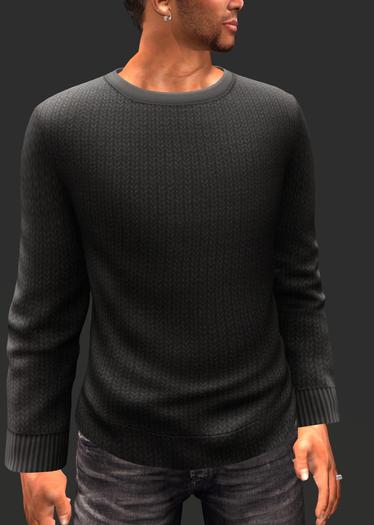 GG-Crew Neck Sweater-Ribbed Charcoal