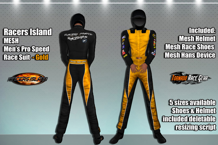 Pro Speed Race Suit - Racers Island Raceways (M) - Gold BOXED