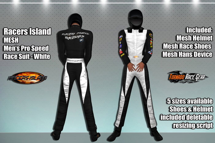 Pro Speed Race Suit - Racers Island Raceways (M) - White BOXED