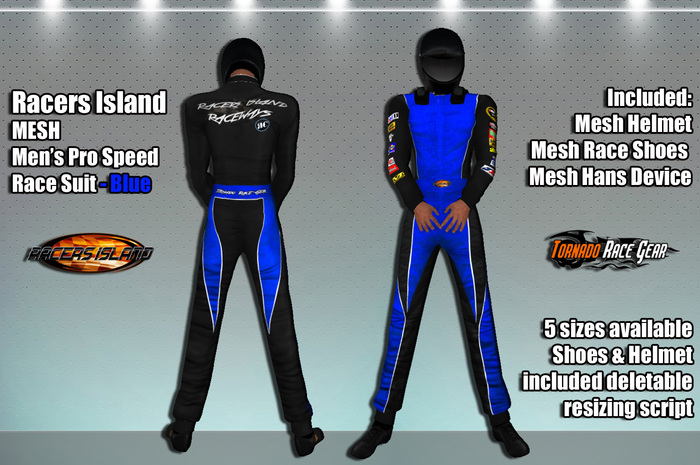 Pro Speed Race Suit - Racers Island Raceways (M) - Blue BOXED