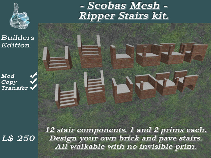 Scobas Full Perm Mesh Stairs pack 6. Ripper stair kit